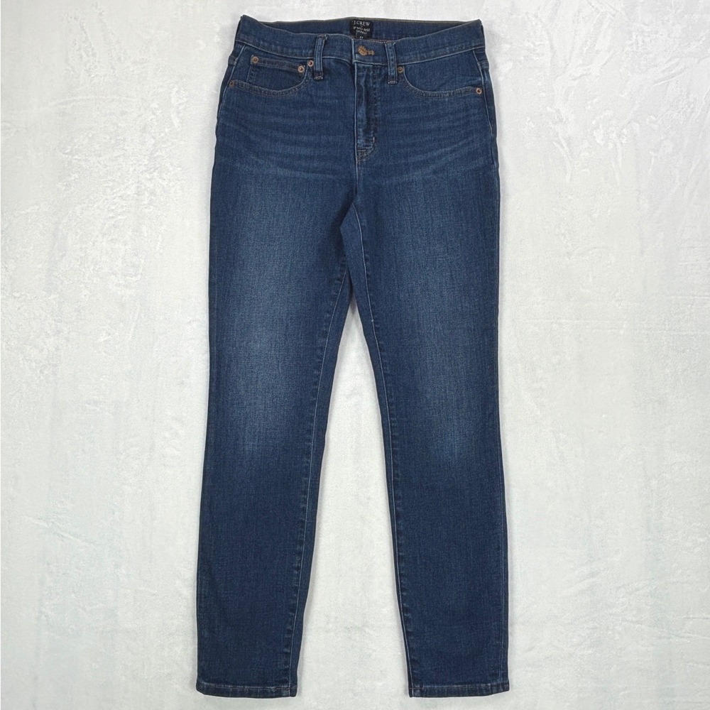 J.Crew Womens 9" Mid-Rise Skinny Jeans Dark Indigo Blue Denim Pants Size 27